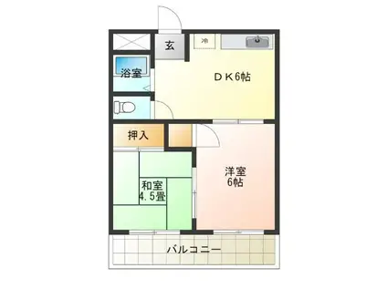 オリーブコート(2DK/4階)の間取り写真