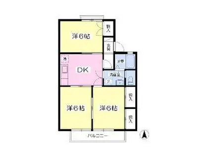 セジュールナカミカワB(3DK/2階)の間取り写真