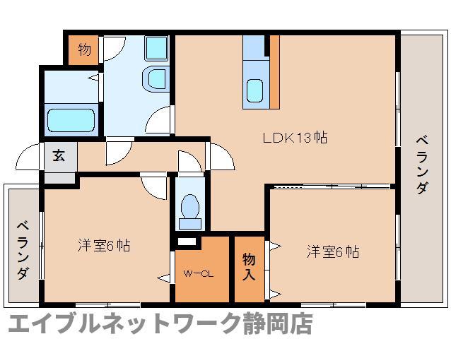 エスペランス大岩本町(2LDK/2階)の間取り写真