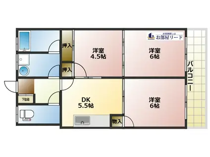 ベアコーポ光(3DK/3階)の間取り写真