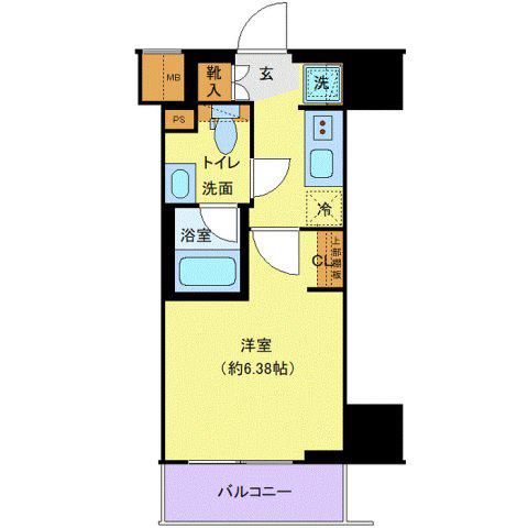 プレール・ドゥーク川口並木(1K/7階)の間取り写真
