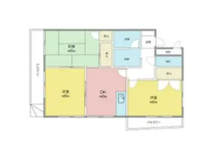 寺山パークハイツ(3DK/4階)の間取り写真