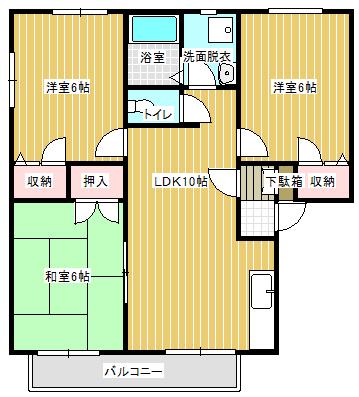 コーポEBISU(3LDK/2階)の間取り写真