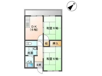 メゾン長縄(2DK/2階)の間取り写真