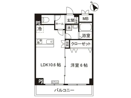 新百合鈴木ビル(1LDK/3階)の間取り写真