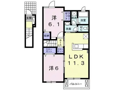 ＪＲ紀勢本線 藤並駅 徒歩12分 2階建 築7年(2LDK/2階)の間取り写真