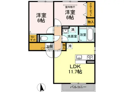 プリマヴェーラ A棟(2LDK/2階)の間取り写真