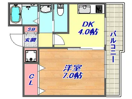 WALK10MINUTES(1DK/3階)の間取り写真