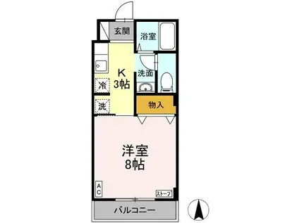 ルグラン花園(1K/2階)の間取り写真