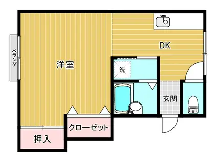 ハイツブルースカイ(1DK/1階)の間取り写真