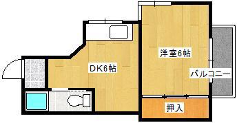 渡部ビル(1DK/3階)の間取り写真