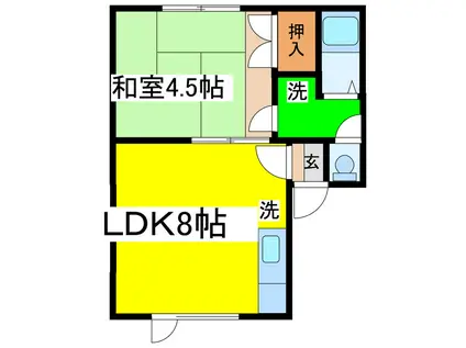 コーポレーションさとみ(1LDK/2階)の間取り写真