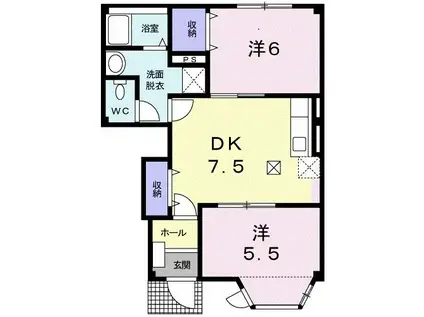 プレミール榎(2DK/1階)の間取り写真