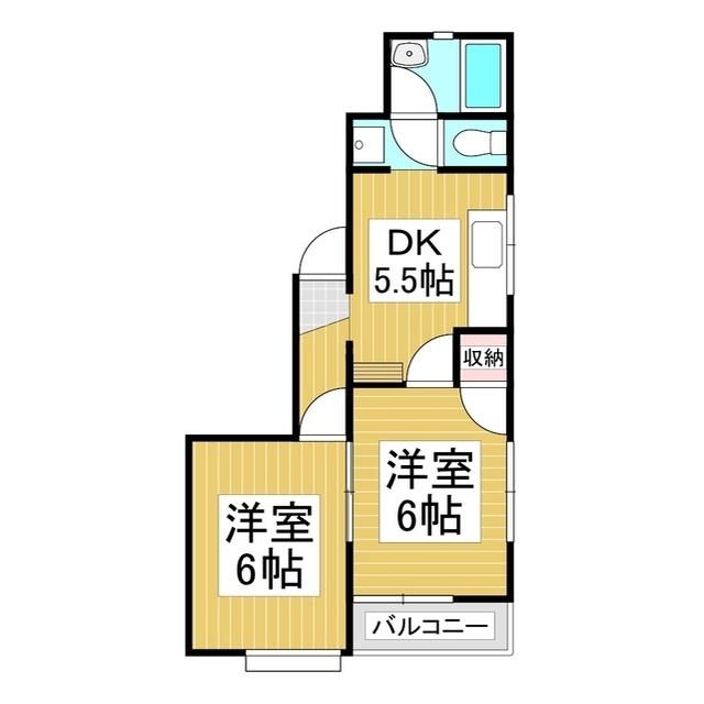 メゾンエソール(2DK/1階)の間取り写真