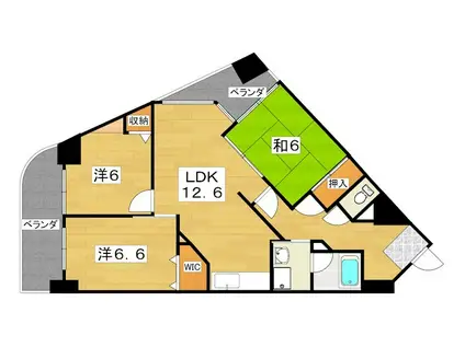 リバージュII(3LDK/4階)の間取り写真
