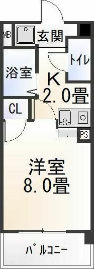 グランデュール46(1K/2階)の間取り写真