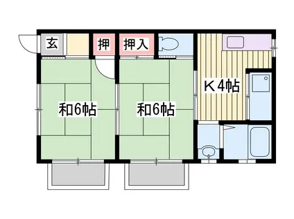 ハウス稲文I(2DK/1階)の間取り写真