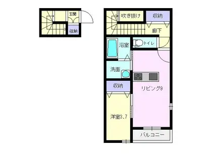 ドルチェ・ヴィータ伊万里C(1LDK/2階)の間取り写真