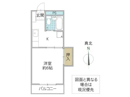 ルレーブ見川I(1K/2階)の間取り写真