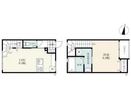 プレミアムアイランド田手(1LDK/1階)の間取り写真