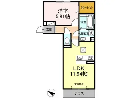 FULL BLISS /INTO BLISS INTO BLISSイ(1LDK/1階)の間取り写真