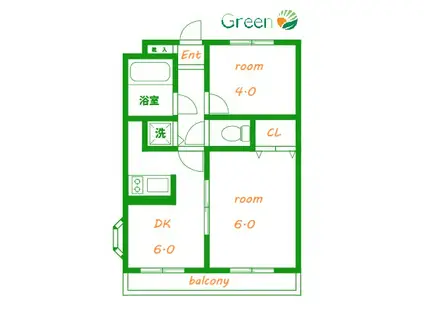 ワコーレエレガンス秦野(2DK/2階)の間取り写真