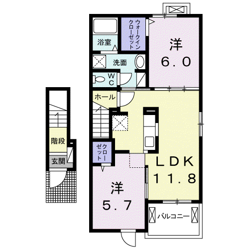 サンリットメゾンA(2LDK/2階)の間取り写真