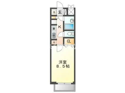 LEGGEROII(1K/1階)の間取り写真