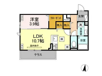 トリシア東和田 E棟(1LDK/1階)の間取り写真