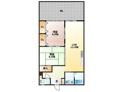 グランドマンション(2LDK/3階)の間取り写真
