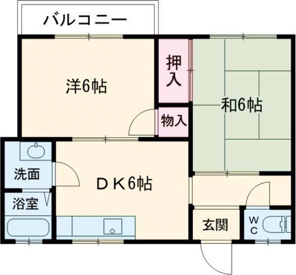 フラット松江(2DK/1階)の間取り写真
