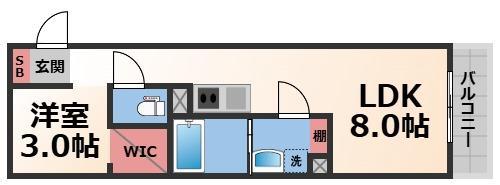S-MOVE緑橋II(1LDK/4階)の間取り写真