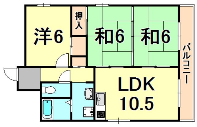 メービウス仁川(3LDK/1階)の間取り写真