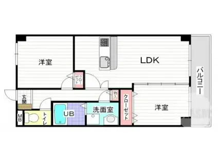 サンメゾン諏訪ノ森(2LDK/5階)の間取り写真