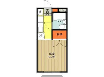 パークサイドグローリー(ワンルーム/2階)の間取り写真