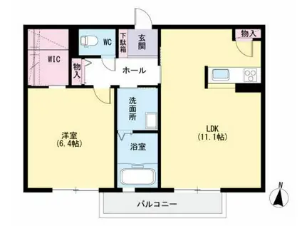 アトリエールさくら(1LDK/2階)の間取り写真