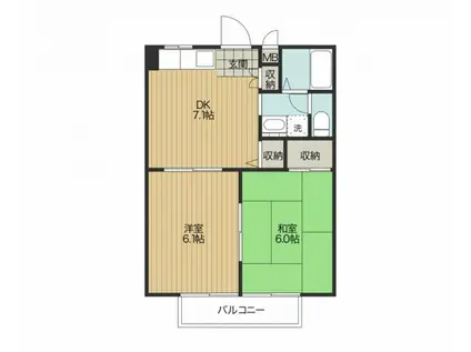 フォブール下中野(2DK/2階)の間取り写真