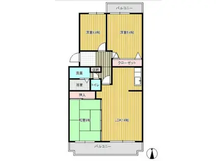 ラフィーネ草間(3LDK/2階)の間取り写真