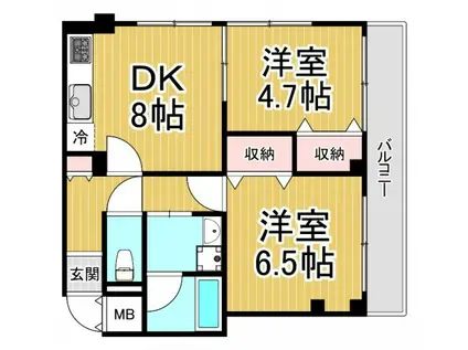 ソレイユ(2DK/3階)の間取り写真