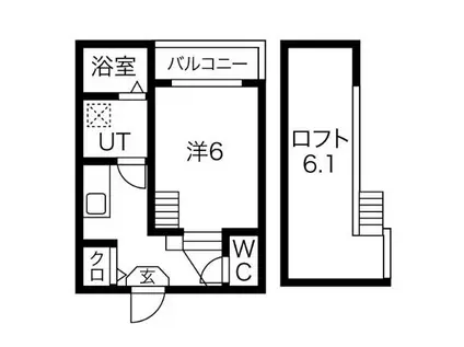 ロプト浄心(1K/1階)の間取り写真