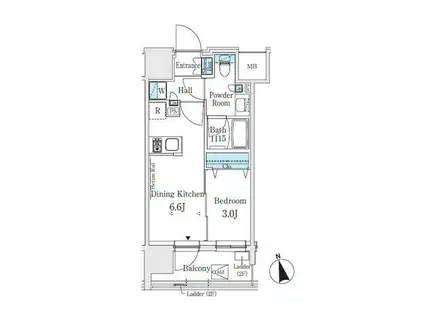 ジェイグランコート浅草(1DK/7階)の間取り写真