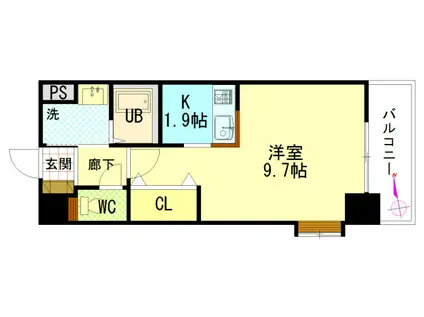 グローリ(1DK/3階)の間取り写真