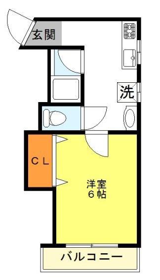 豊グランドハイツ(1K/5階)の間取り写真
