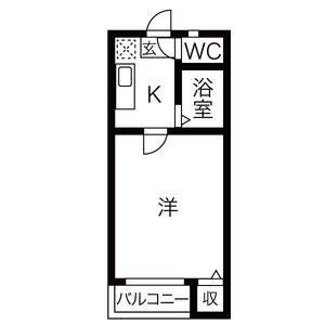 オークヴィラ黒川(1K/2階)の間取り写真