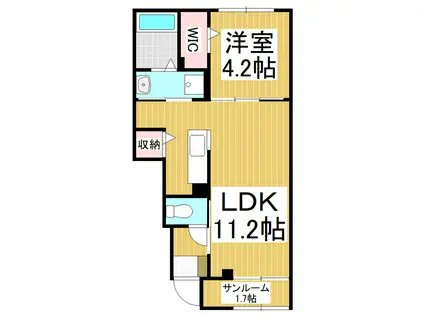 LUMIERE一ツ家 III(1LDK/1階)の間取り写真