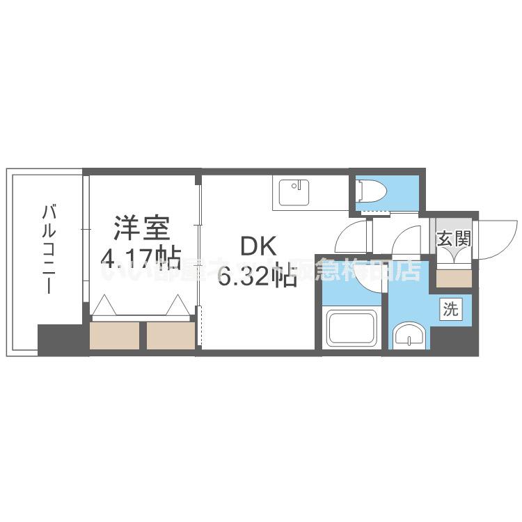 プレジオ江坂II(1DK/6階)の間取り写真