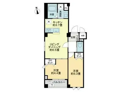 ルミケオ大手町(2LDK/2階)の間取り写真