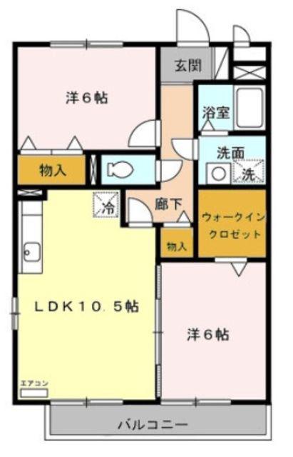 セジュール山の根(2LDK/2階)の間取り写真