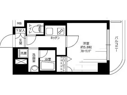 グリフィン新横浜・七番館(1K/11階)の間取り写真