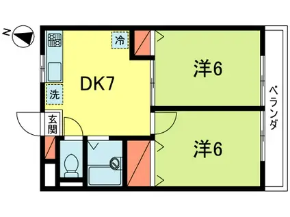 コダマハイツ(2DK/2階)の間取り写真